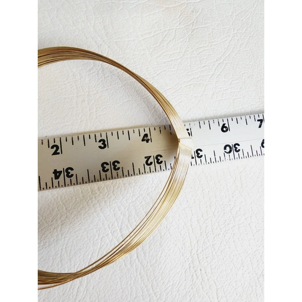 Vintage Gold Tone Wire Choker V  Collar Necklace Multi Layered Wire Choker - Picture 5 of 5